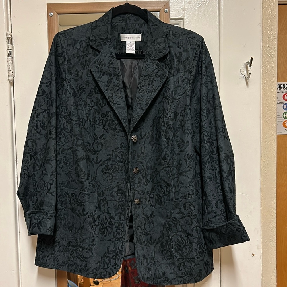 Blue-Gray Susan Graver Patterned Blazer Size M